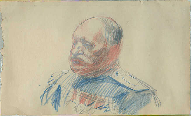 Кустодиев Борис Михайлович. Портрет генерал-адъютанта графа Н.П. Игнатьева. Этюд к живописному портрету Н.П. Игнатьева для картины И.Е. Репина «Торжественное заседание Государственного совета 7 мая 1901 года в день столетнего юбилея со дня его учреждения»